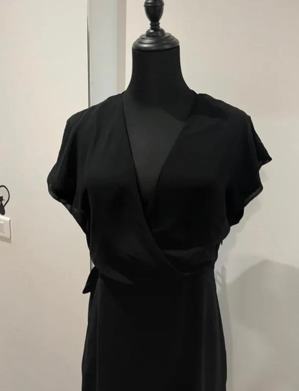 Rochie de seară Neo Noir M | Negru, Mini, Pe un umăr, Monocrom, Drapat, Vâscoză - Image 2