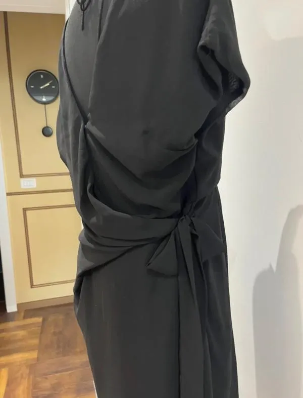 Rochie de seară Neo Noir M | Negru, Mini, Pe un umăr, Monocrom, Drapat, Vâscoză - Image 3