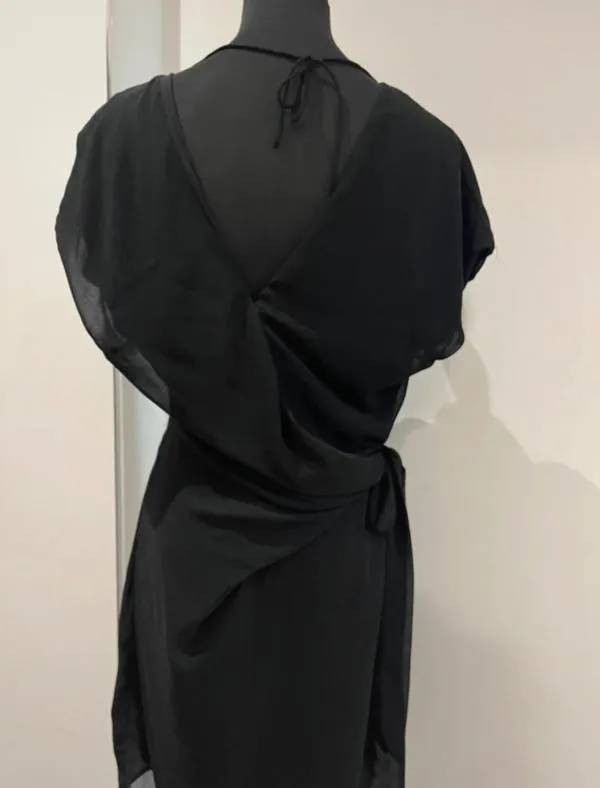 Rochie de seară Neo Noir M | Negru, Mini, Pe un umăr, Monocrom, Drapat, Vâscoză - Image 9