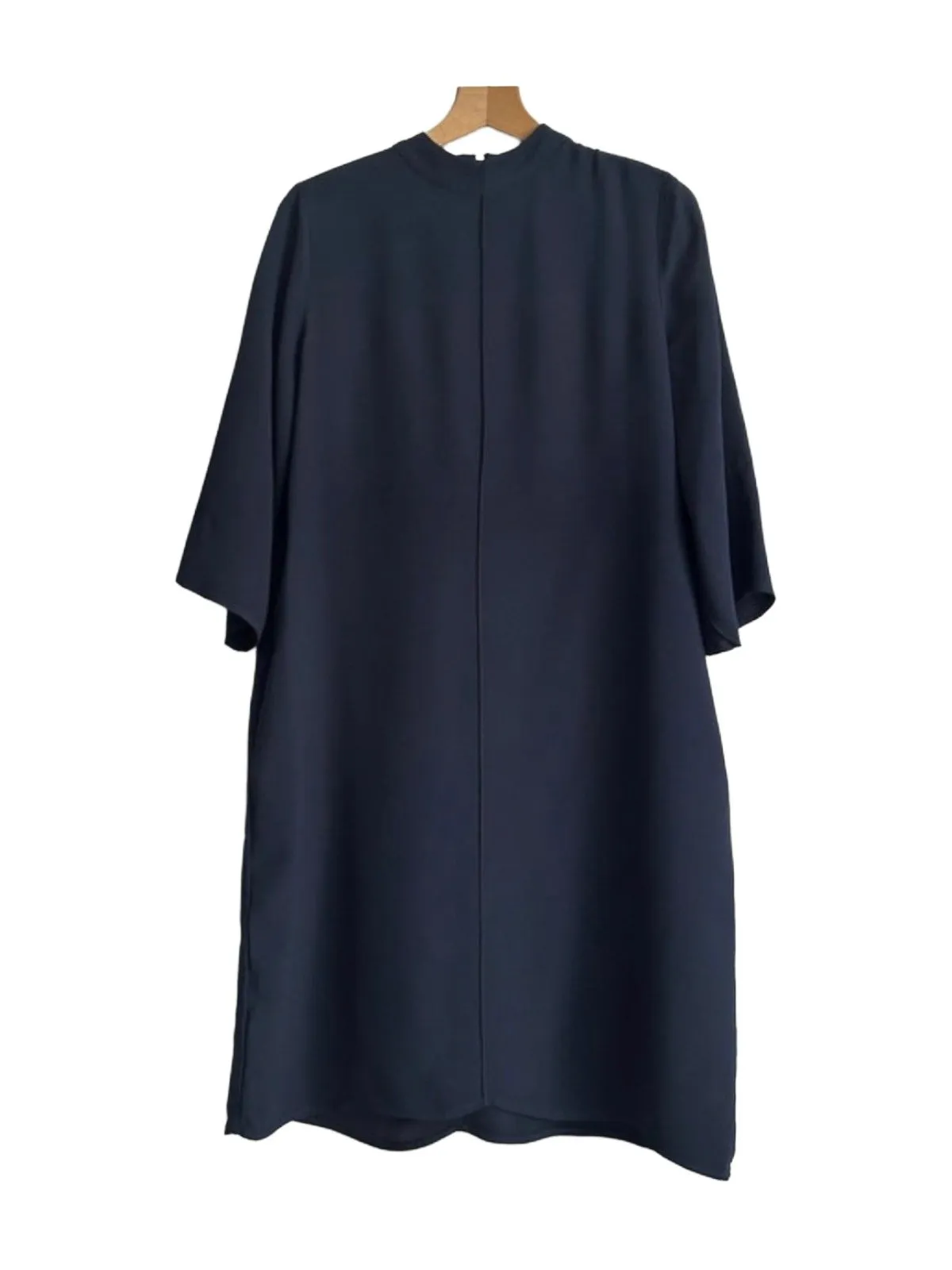 Rochie office Second Female XS | Bleumarin, Midi, Mânecă trei sferturi, Monocrom, Vâscoză