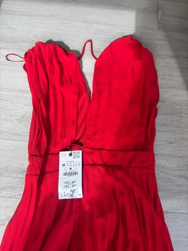 Rochie de vară Zara M | Roșu, Maxi, Fără mâneci, Monocrom - Image 2