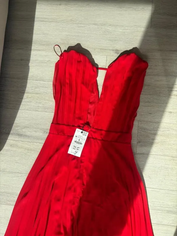 Rochie de vară Zara M | Roșu, Maxi, Fără mâneci, Monocrom - Image 5