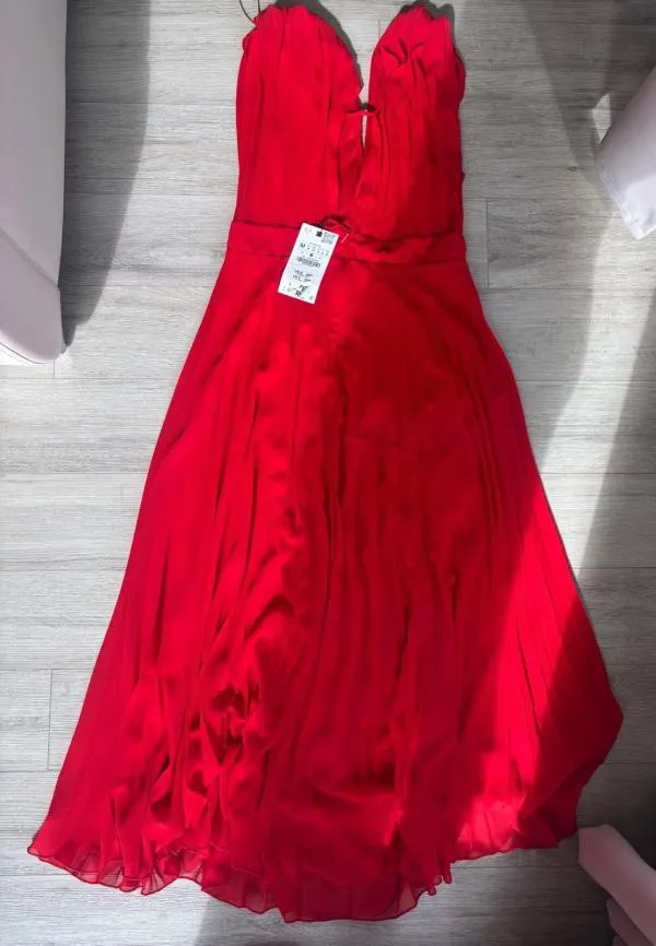 Rochie de vară Zara M | Roșu, Maxi, Fără mâneci, Monocrom - Image 6