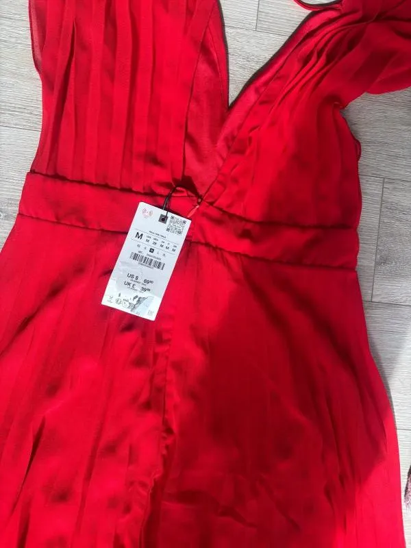 Rochie de vară Zara M | Roșu, Maxi, Fără mâneci, Monocrom - Image 7