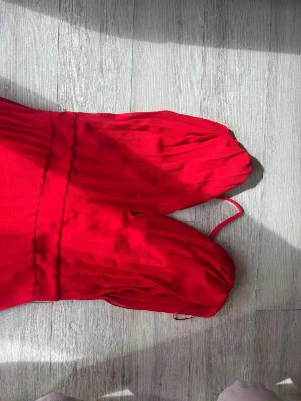 Rochie de vară Zara M | Roșu, Maxi, Fără mâneci, Monocrom - Image 10