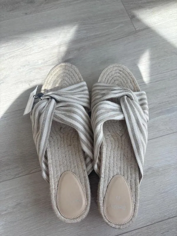 Saboți Bershka | Bej, Dungi - Image 10