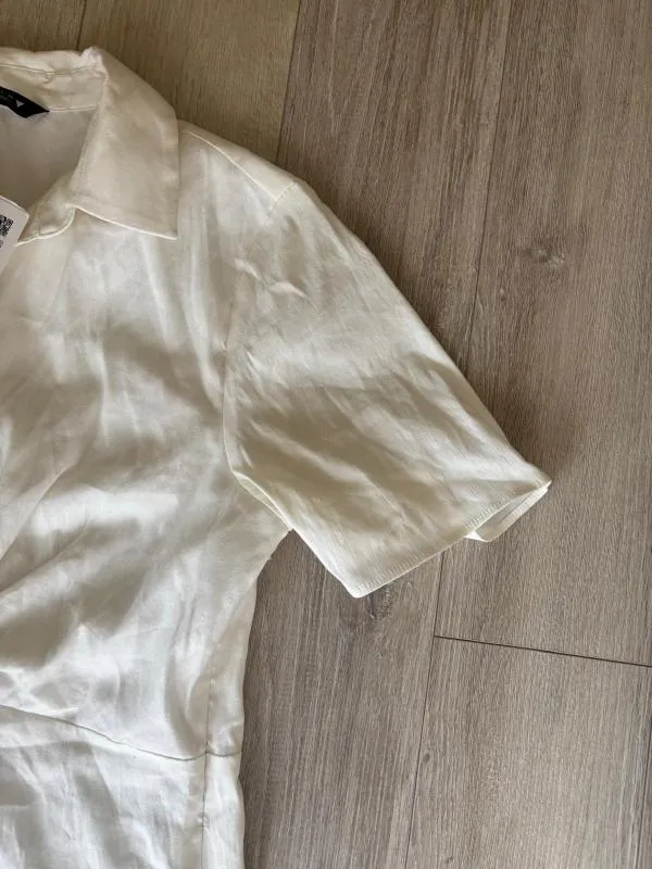 Rochie de vară Zara XL | Alb, Mini, Mânecă scurtă, Monocrom, Cu decupaje - Image 5