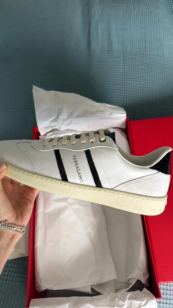Sneakers Ferragamo EU 42 | Alb, Logo, Piele naturală - Image 2