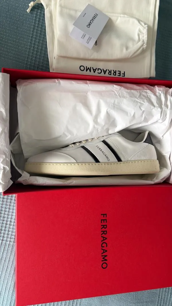 Sneakers Ferragamo EU 42 | Alb, Logo, Piele naturală - Image 3