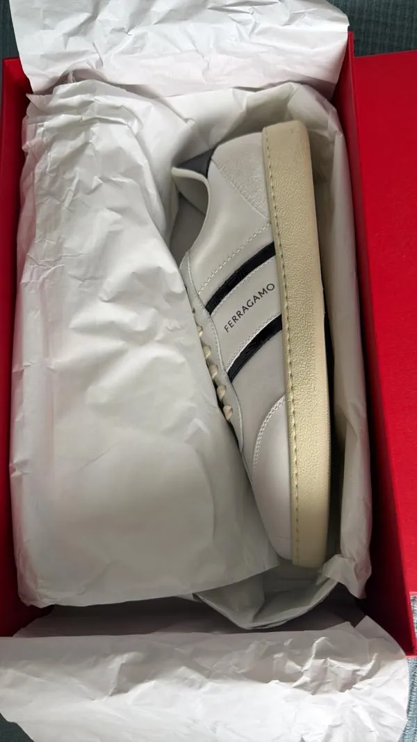 Sneakers Ferragamo EU 42 | Alb, Logo, Piele naturală - Image 4