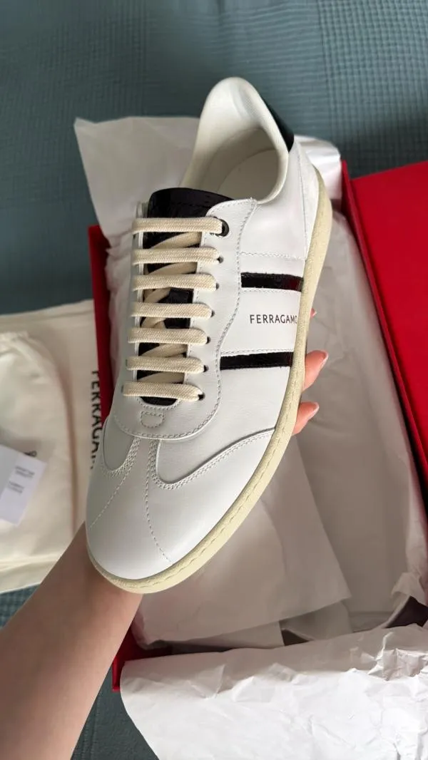 Sneakers Ferragamo EU 42 | Alb, Logo, Piele naturală - Image 5