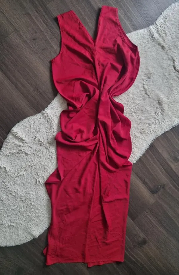 Rochie de seară Shein M | Roșu, Maxi, Fără mâneci, Monocrom, Decolteu în V - Image 4