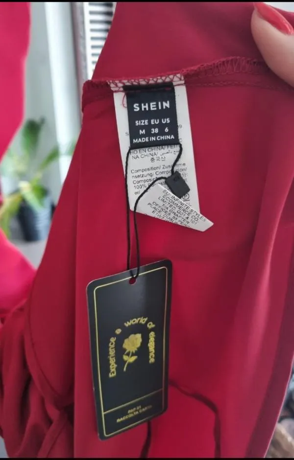 Rochie de seară Shein M | Roșu, Maxi, Fără mâneci, Monocrom, Decolteu în V - Image 6