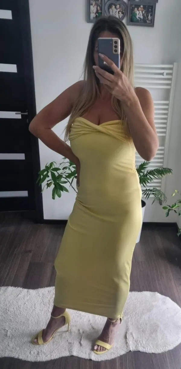 Rochie mulată ASOS M | Galben, Maxi, Cu umerii goi - Image 3