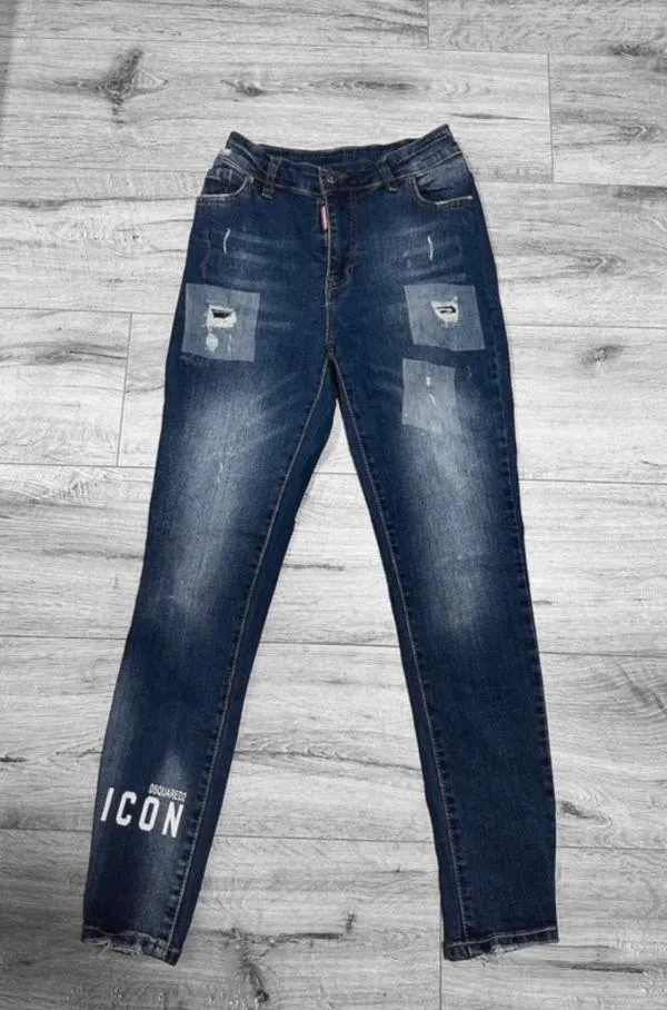 Blugi DSQUARED2 XS | Albastru, Lungi, Talie înaltă, Skinny fit, Petite, Rupți Cu tăieturi - Image 5