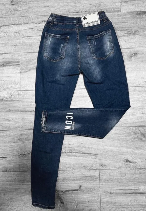 Blugi DSQUARED2 XS | Albastru, Lungi, Talie înaltă, Skinny fit, Petite, Rupți Cu tăieturi - Image 3