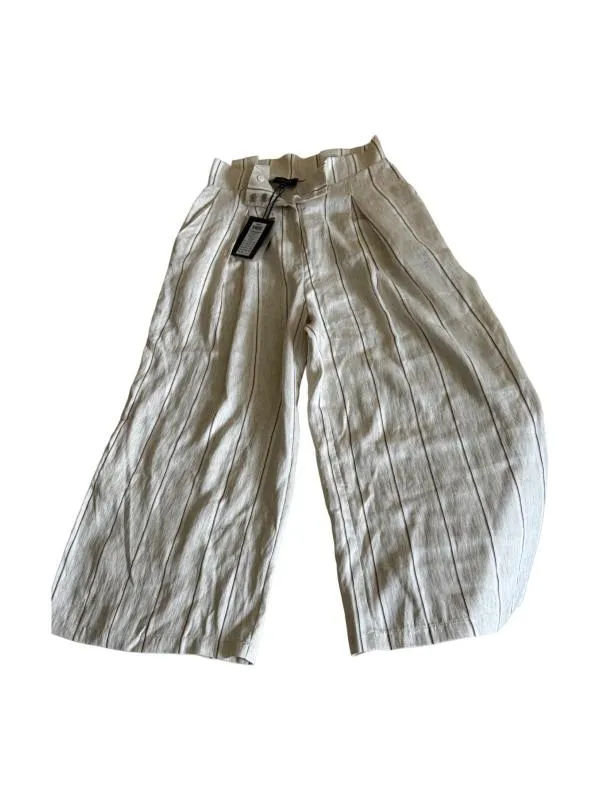 Pantaloni Only EU 40 | Bej, Trei sferturi, Talie înaltă, Wide Leg fit, Parachute, Dungi, Vâscoză