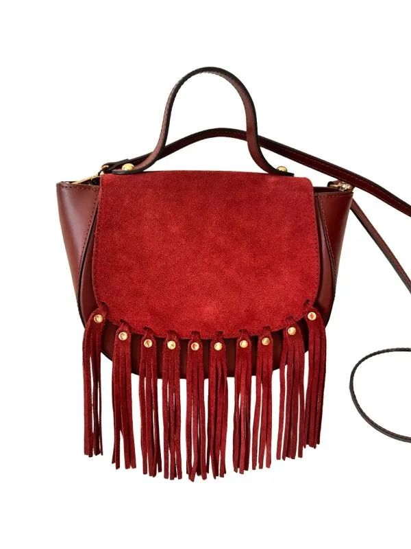 Geantă de mână | Burgundy, Piele naturală