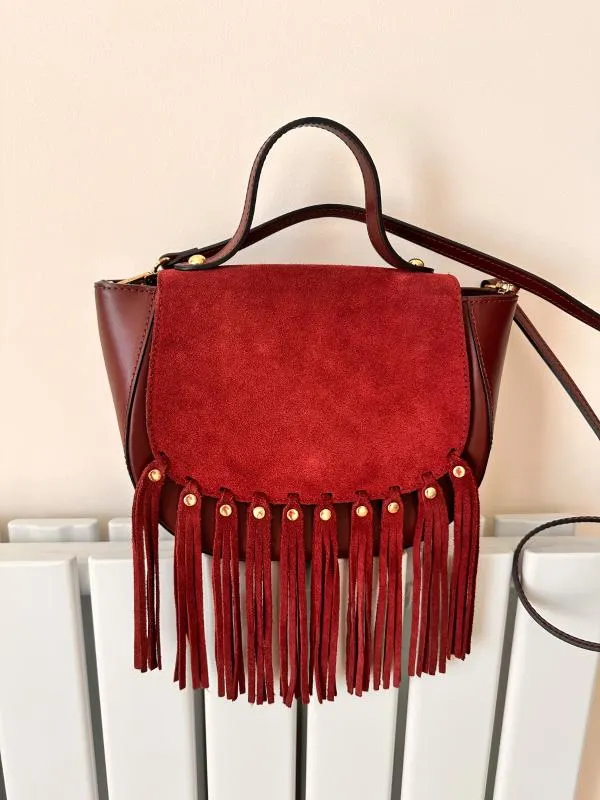 Geantă de mână | Burgundy, Piele naturală - Image 2