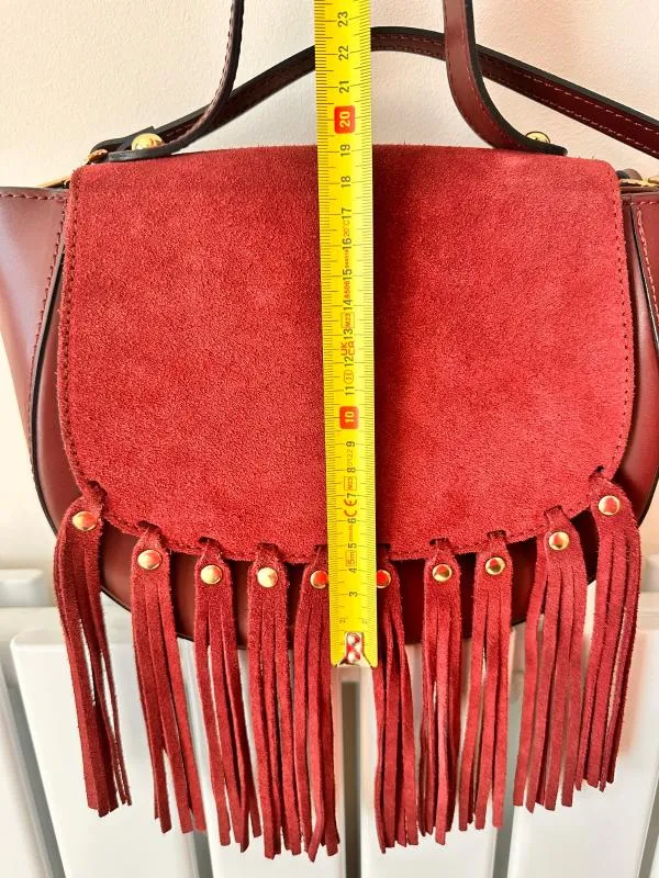 Geantă de mână | Burgundy, Piele naturală - Image 8