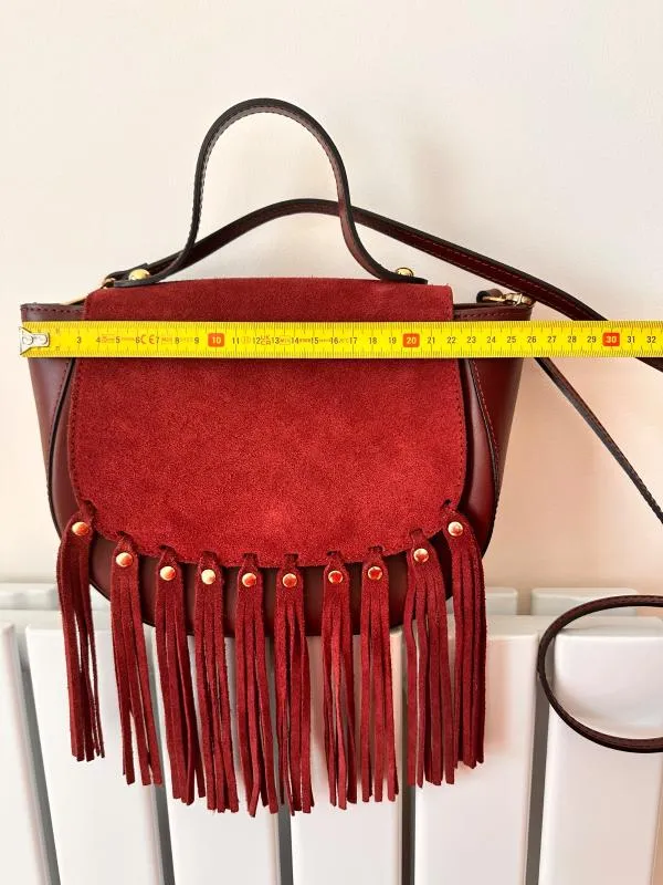 Geantă de mână | Burgundy, Piele naturală - Image 9