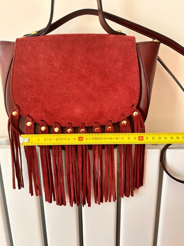 Geantă de mână | Burgundy, Piele naturală - Image 10