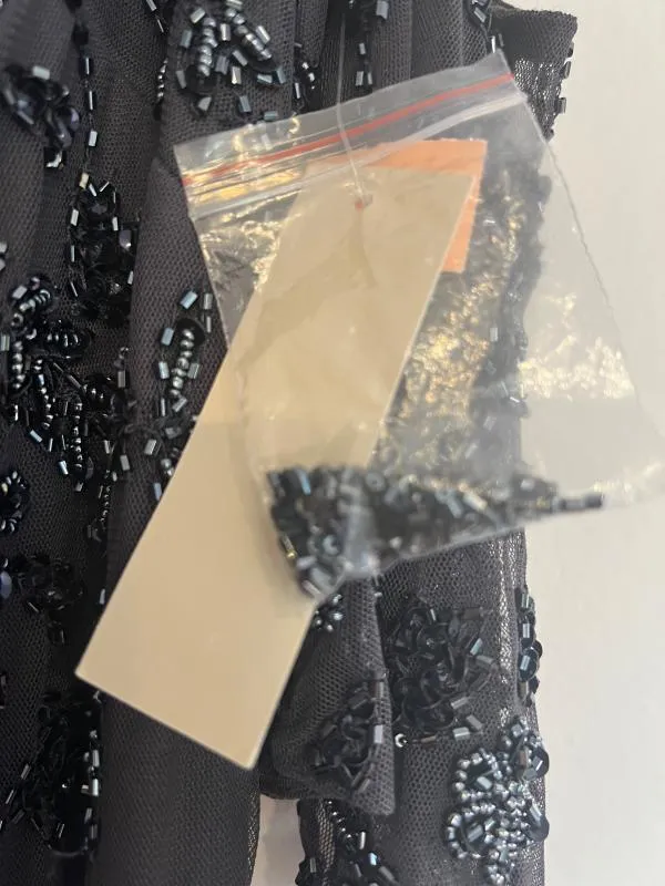 Rochie de seară Adrianna Papell M | Negru, Maxi, Mânecă scurtă, Monocrom, Paiete - Image 6