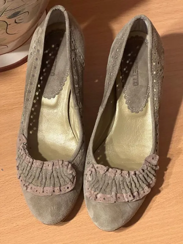 Pantofi cu toc mic Progetto EU 37 | Gri, Piele întoarsă Suede - Image 8