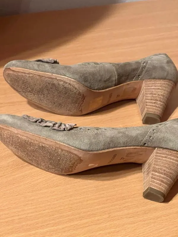 Pantofi cu toc mic Progetto EU 37 | Gri, Piele întoarsă Suede - Image 2