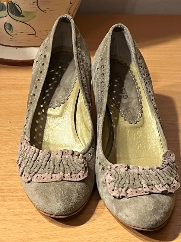 Pantofi cu toc mic Progetto EU 37 | Gri, Piele întoarsă Suede - Image 3