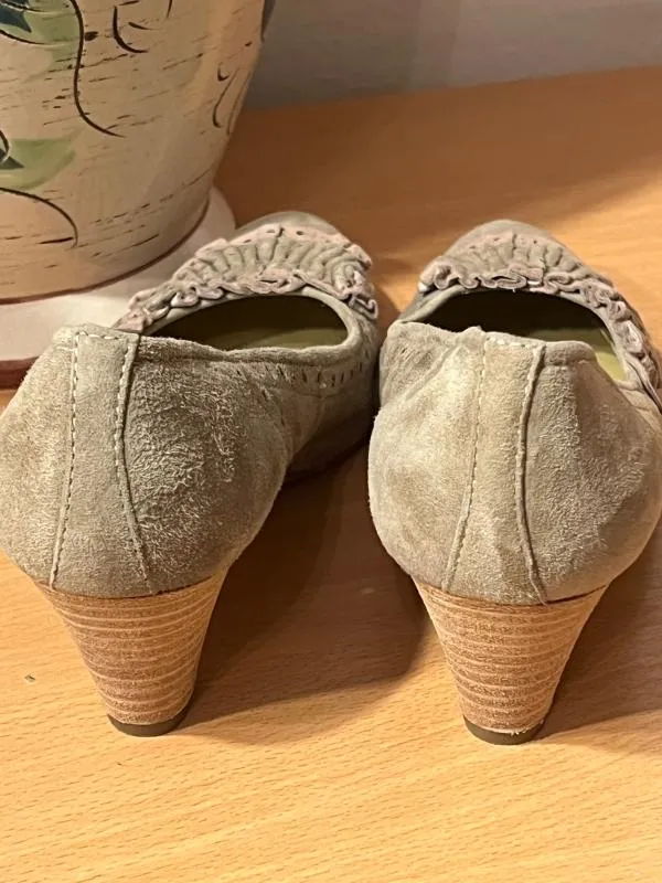 Pantofi cu toc mic Progetto EU 37 | Gri, Piele întoarsă Suede - Image 4
