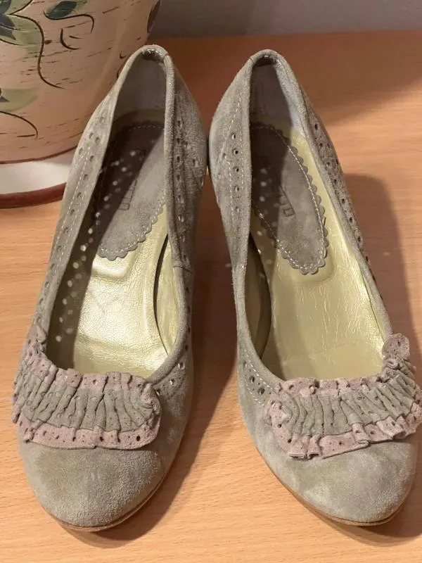 Pantofi cu toc mic Progetto EU 37 | Gri, Piele întoarsă Suede - Image 6