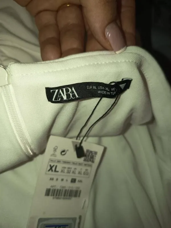 Rochie mulată Zara XL | Alb, Mini, Cu umerii goi, Monocrom, Drapat - Image 8
