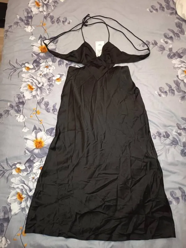 Rochie de vară Zara XL | Negru, Maxi, Bretele subțiri, Monocrom, Cu decupaje - Image 4