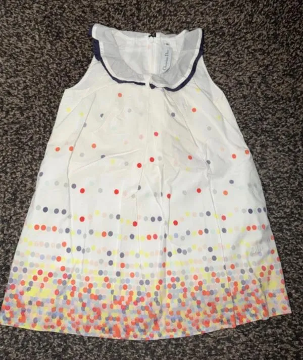 Rochie de ocazie Christian Dior Fete 3 ani (93-98 cm) | Alb, Buline & Imprimeuri mici, Bumbac - Image 2
