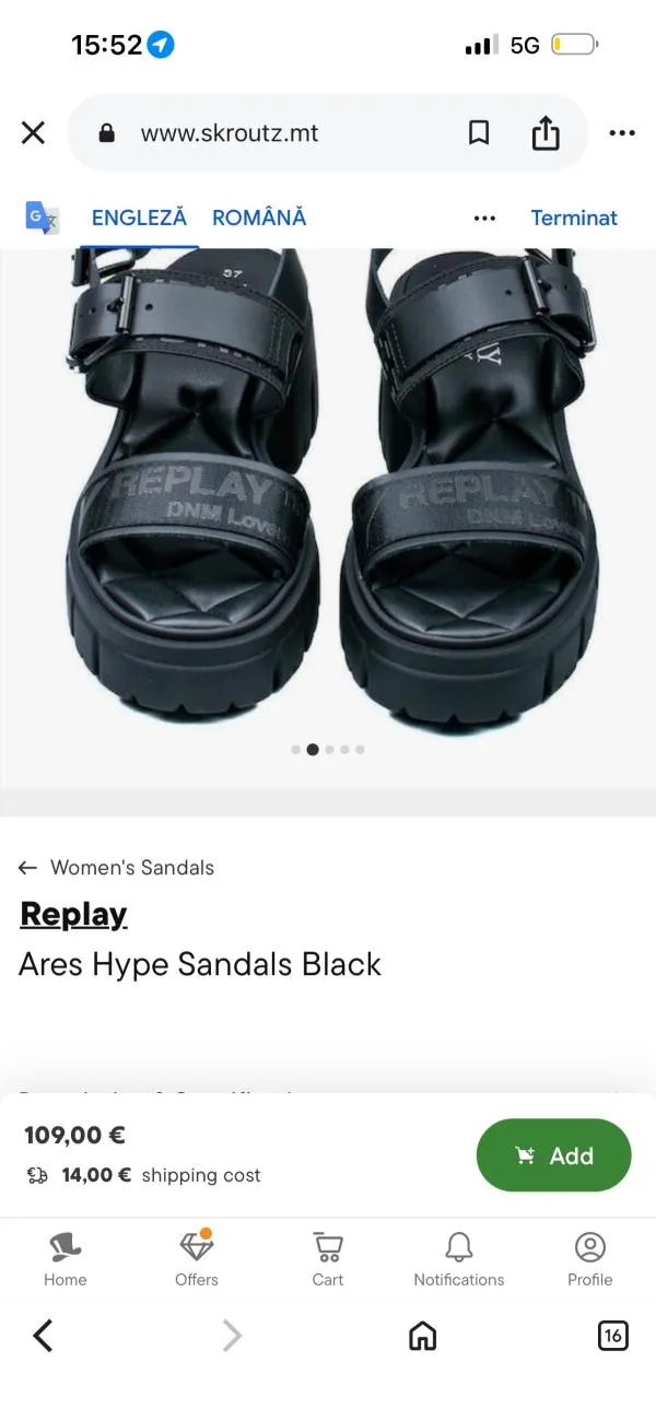 Sandale Replay EU 38 | Negru - Image 5