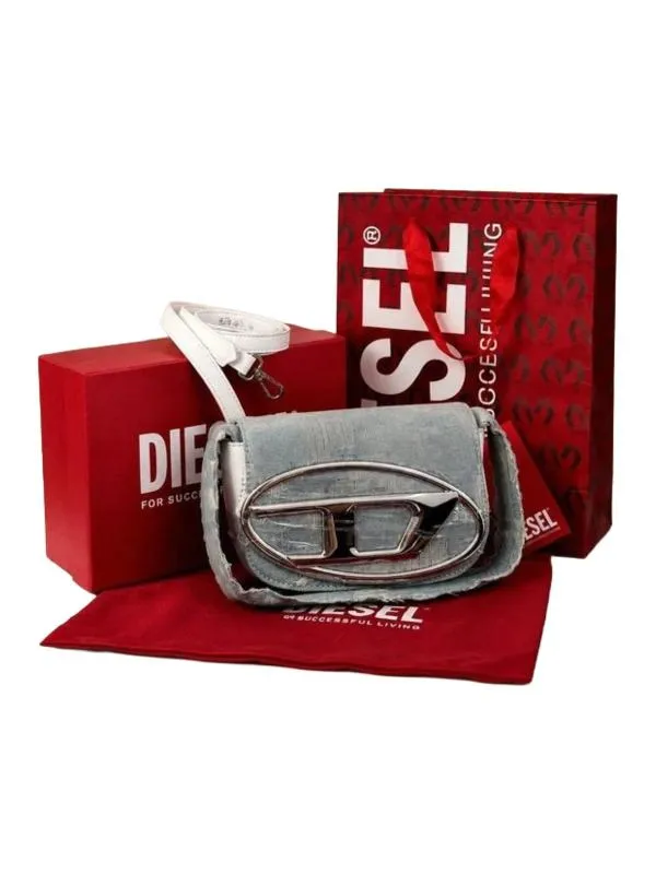 Geantă de umăr Diesel | Bleu, Piele naturală