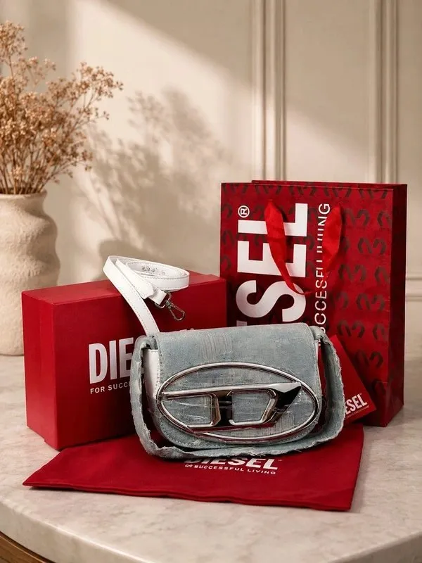 Geantă de umăr Diesel | Bleu, Piele naturală - Image 2