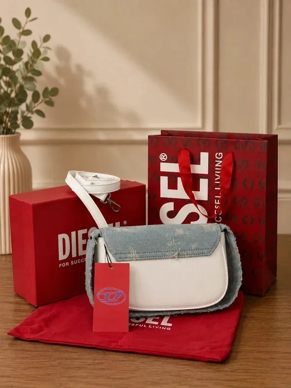 Geantă de umăr Diesel | Bleu, Piele naturală - Image 3
