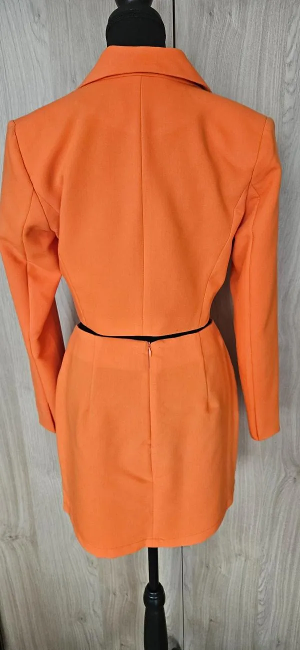 Costum cu sacou și fustă AMISU S | Portocaliu - Image 4