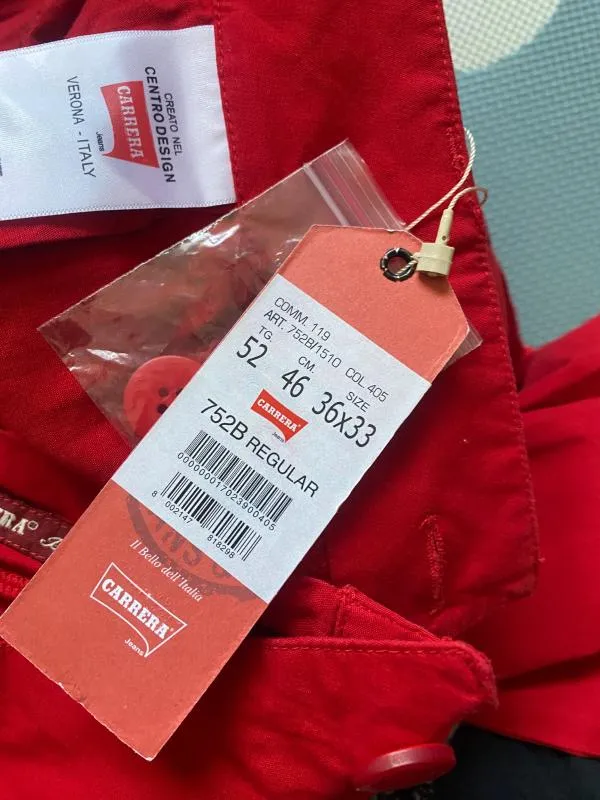 Pantaloni Carrera EU 48 | Roșu, Lungi, Talie medie, Regular (Standard) fit, Clasici  Casual, Plus size, Monocrom - Image 5