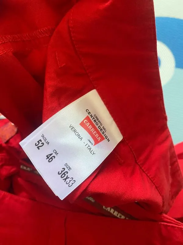 Pantaloni Carrera EU 48 | Roșu, Lungi, Talie medie, Regular (Standard) fit, Clasici  Casual, Plus size, Monocrom - Image 7