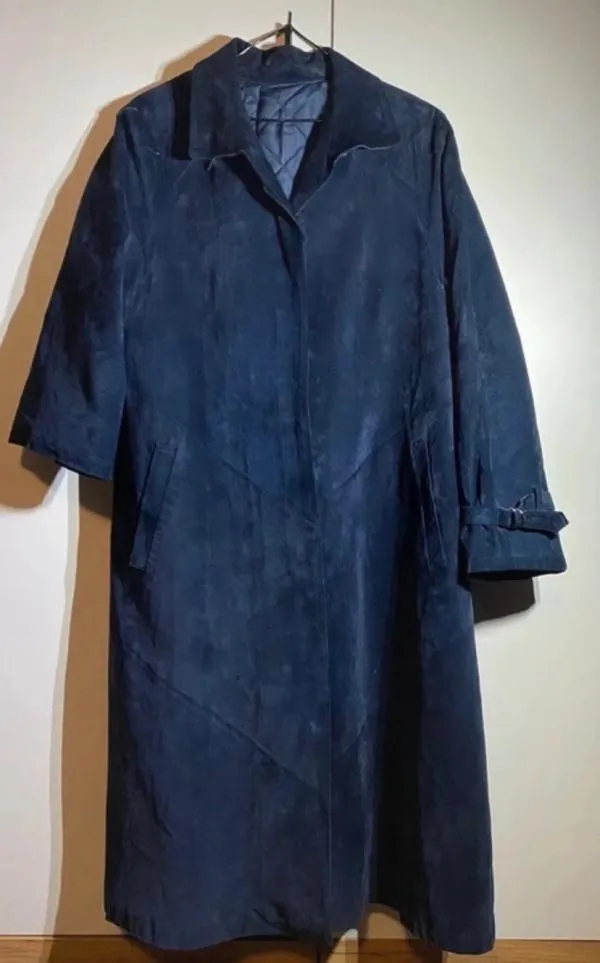 Palton lung L | Indigo, Fără glugă, Piele întoarsă  Suede - Image 2