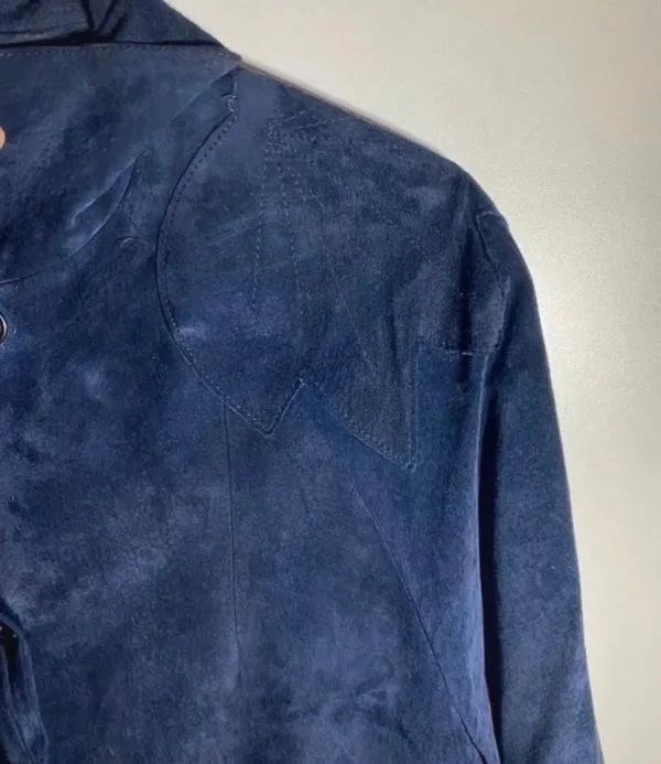 Palton lung L | Indigo, Fără glugă, Piele întoarsă  Suede - Image 4