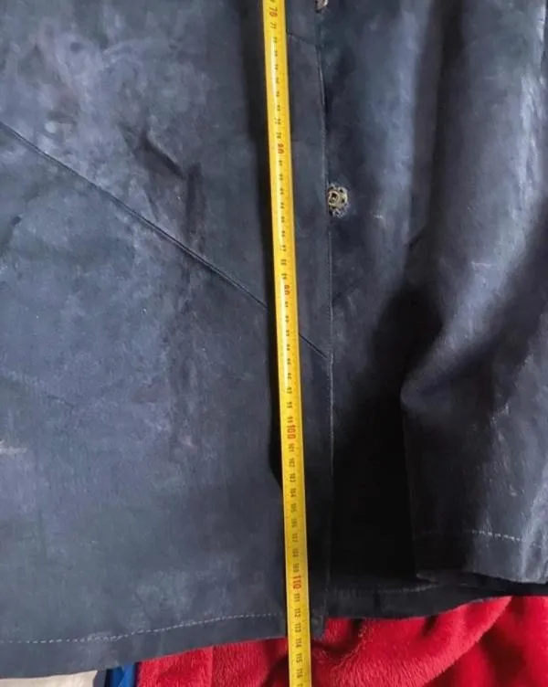Palton lung L | Indigo, Fără glugă, Piele întoarsă  Suede - Image 6