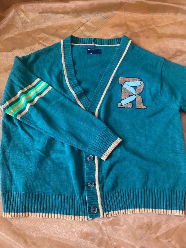 Cardigan ASOS M | Turcoaz, Logo, Bumbac - Image 2