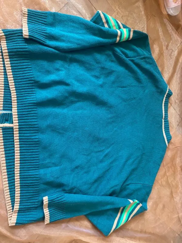 Cardigan ASOS M | Turcoaz, Logo, Bumbac - Image 3