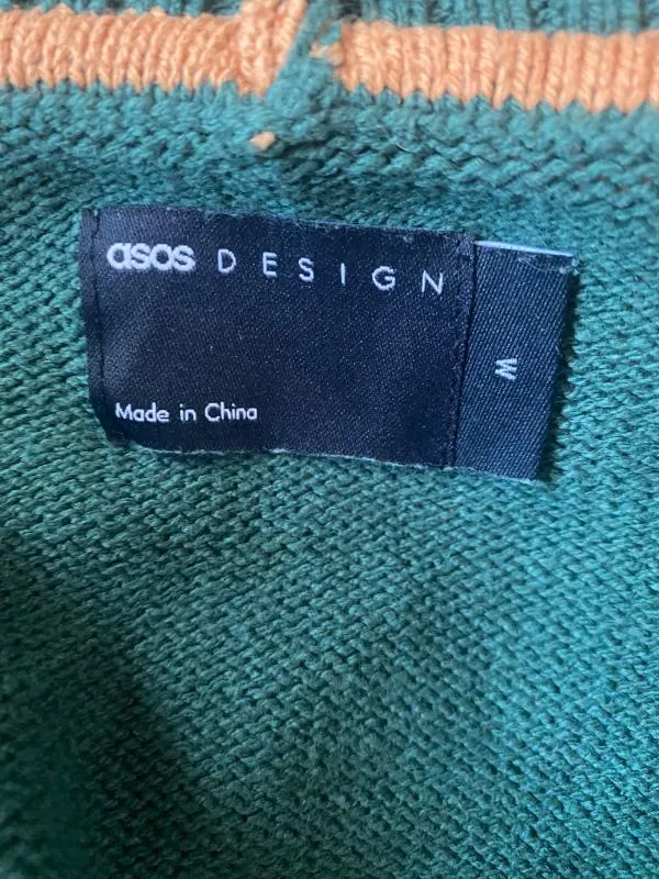 Cardigan ASOS M | Turcoaz, Logo, Bumbac - Image 4