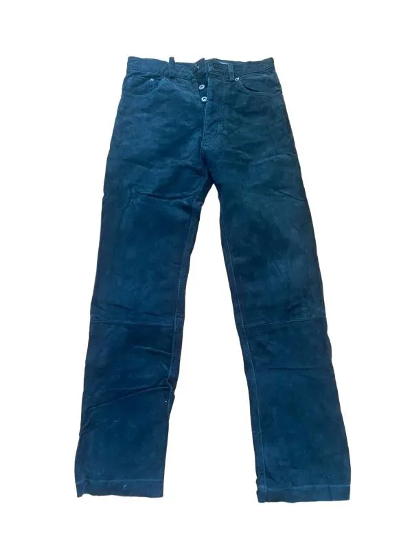 Pantaloni Enjoy S-M | Negru, Lungi, Talie înaltă, Straight (Drepți) fit, Biker Moto, Piele întoarsă Suede