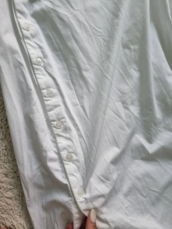 Rochie tip cămașă Zara S | Alb, Midi, Pe un umăr, Design asimetric, Bumbac - Image 8
